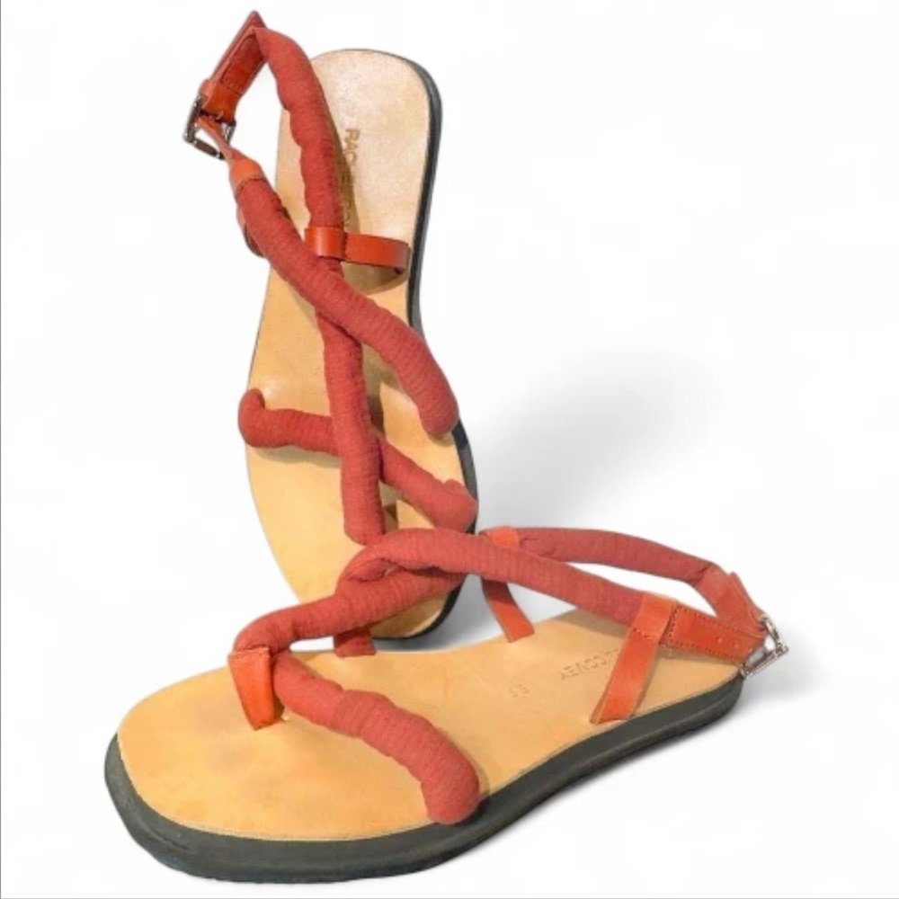 NWOB Rachel Comey Burnt Orange And Tan Leather Sandals sz 5.5